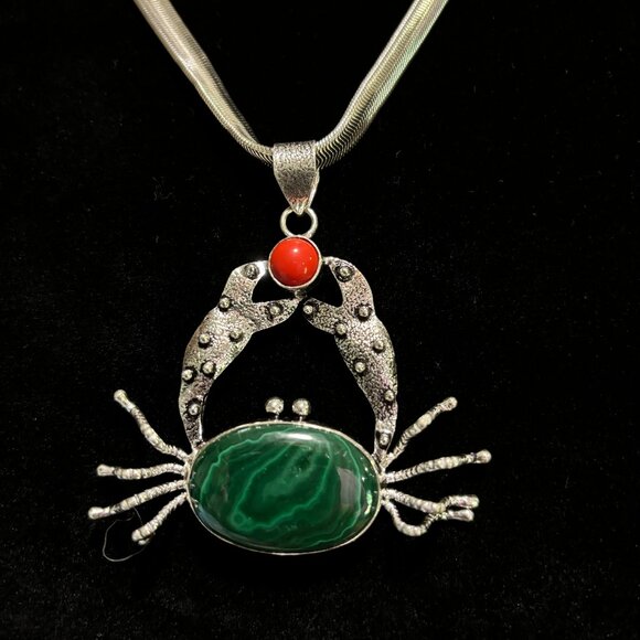 Jewelry - Malachite and Coral Crab Necklace, I just love this necklace!